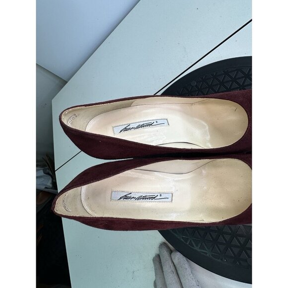 Brian Atwood POWER Burgundy Suede Platform Pumps Shoes Heels 38 / 7.5 US - Picture 6 of 10